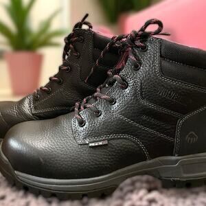 NWOT Women's 8.5 WOLVERINE Black Leather Piper Composite Toe Work Boots No Flaws